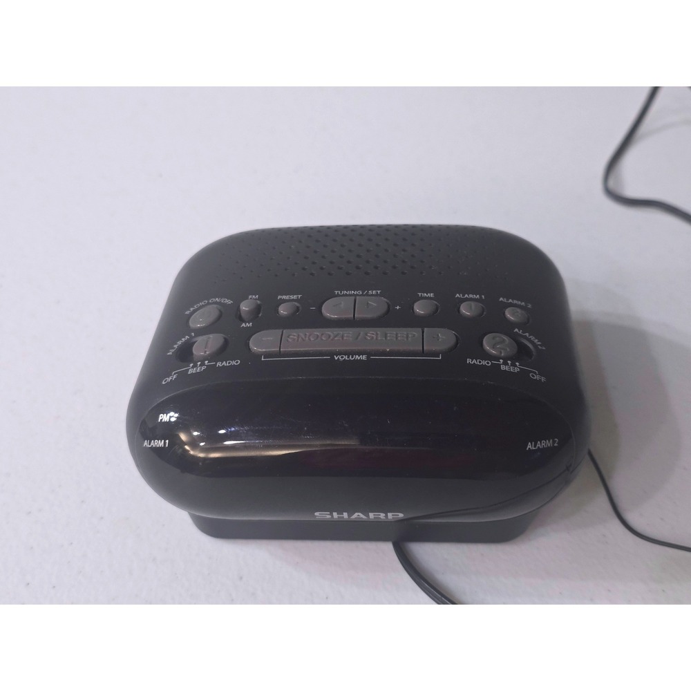 Sharp SPC695 AM FM Dual Alarm Clock Radio Digital Display Black Bedside Tabletop